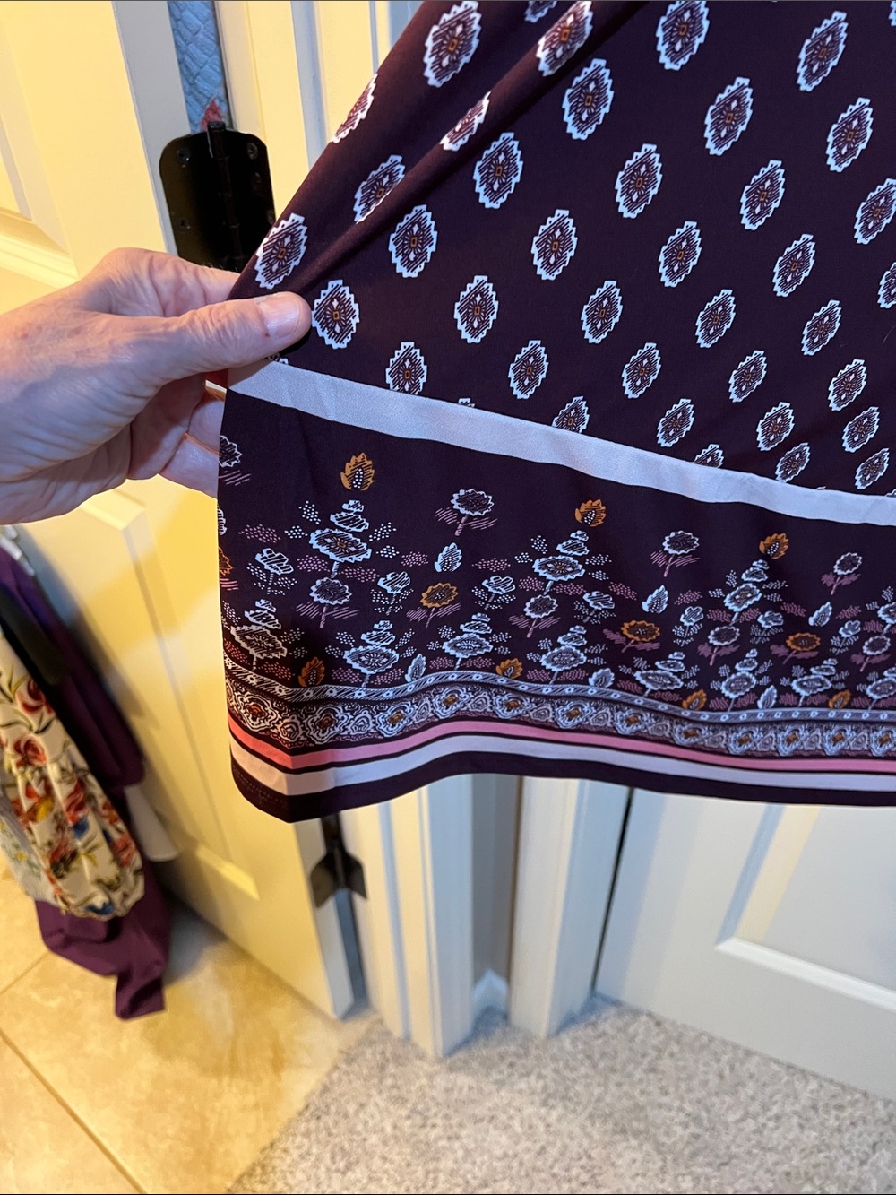 Lane Bryant Burgundy Printed Midi Dress with Drawstring Waist H334 - Picture 9 of 13
